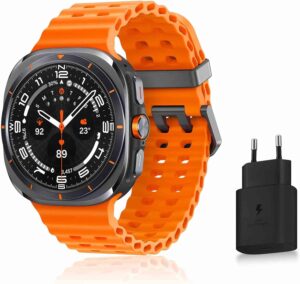 samsung galaxy watch ultra, montre connectée intelligente, suivi de santé, suivi sportif, 47mm, 4g, gris titane, galaxy ai, chargeur secteur inclu